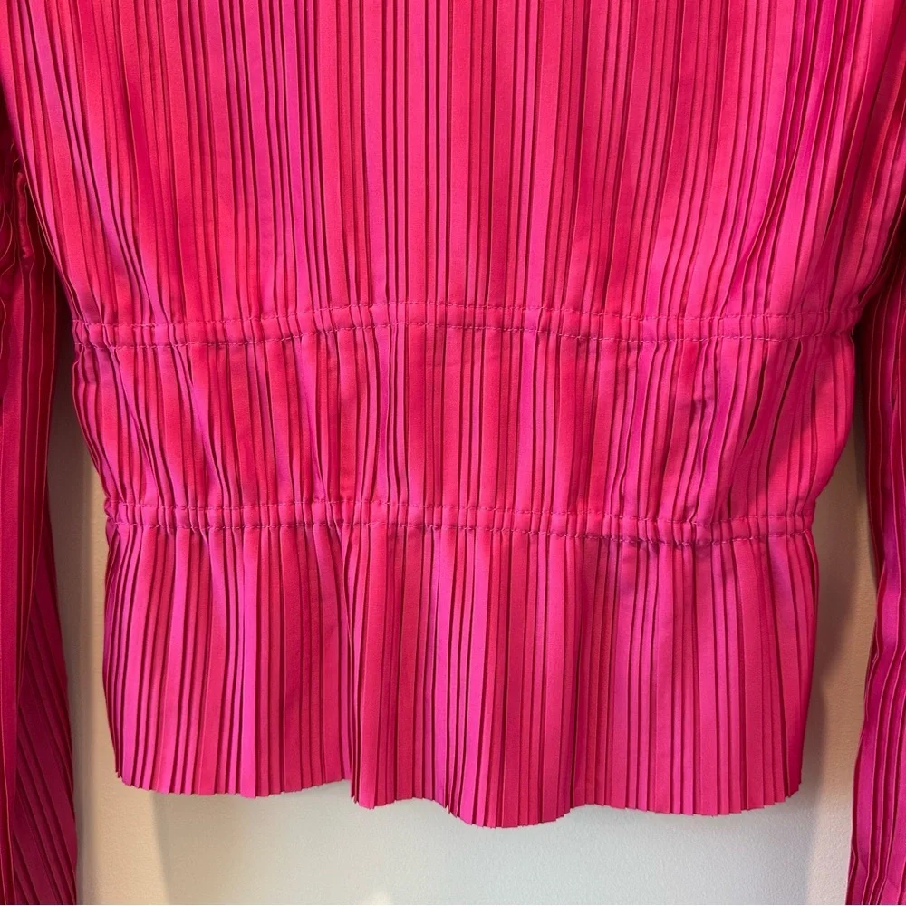 WAYF Payton Pink Tie Front Top Long Sleeve Blouse Women's Cardigan Rhinestone - Picture 14 of 16